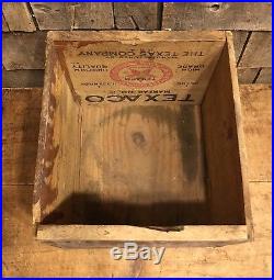 RARE Vintage Old TEXACO Marfak No. 1 Texas Co. Gas Oil Wooden Crate Sign