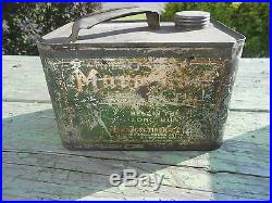 RARE Vintage Original MARATHON OIL HALF GALLON Advertising Tin Can SIGN HTF