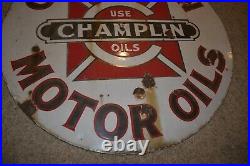 RARE Vintage PORCELAIN 30 CHAMPLIN MOTOR OIL Gas Station Advertising SIGN
