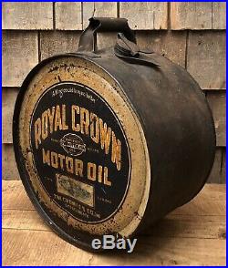 RARE Vintage ROYAL CROWN Motor Oil Gas Service Station Rocker Can