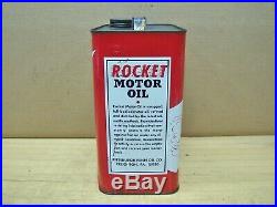 RARE Vintage Rocket Motor Oil 2 Gal Can Metal Advertising Service Gas Station