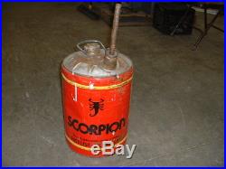 RARE Vintage Scorpion Snowmobile 61/4 US gallon Can Snowmobile Motor Oil Gas Can