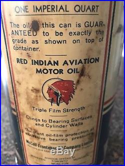 RED INDIAN AVIATION Motor Oil Can Vintage Canadian