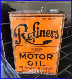 REFINERS MOTOR OIL One Gallon Vintage Tin Can RARE