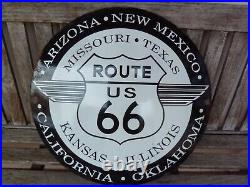 ROUTE 66 porcelain sign advertising vintage 20 oil gas USA states street road