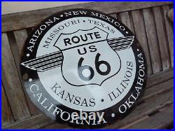 ROUTE 66 porcelain sign advertising vintage 20 oil gas USA states street road