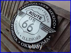 ROUTE 66 porcelain sign advertising vintage 20 oil gas USA states street road