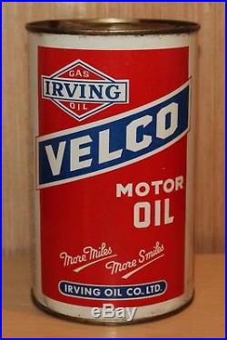 Rare 1940's Vintage Irving Velco Motor Oil Imper Quart Can