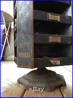 Rare Antique 1920s National Stone Wheel Parts Rotating Cabinet Gas Oil Auto Vtg