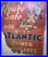 Rare Antique Vintage ATLANTIC GAS & OIL SUMMER LUBRICANTS SIGN BASEBALL 28x25