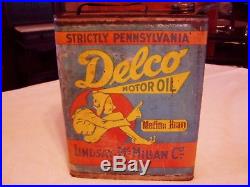 Rare Antique Vintage Square Delco Motor Oil One Gallon Can Elf Graphics