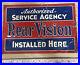 Rare Antique Vtg 20s 30s REAR VISION INSTALLED HERE Service Station 14 Tin Sign