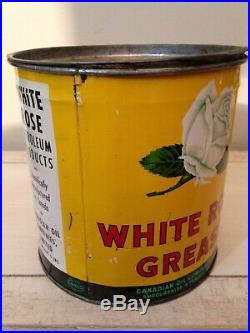 Rare Antique White Rose 5 Pound Grease Tin Can, Oil Gas sign Vintage Cans Old