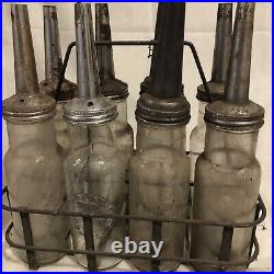 Rare Authentic Standard? Oil Glass Bottles withCarrier 1930s Automotive Vintage