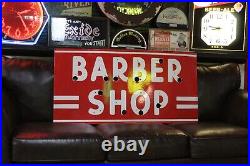 Rare Barber Shop Porcelain Metal Neon Sign Skin Deco Hair Gas Oil Marvy Men Room