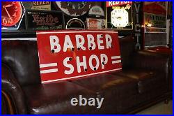 Rare Barber Shop Porcelain Metal Neon Sign Skin Deco Hair Gas Oil Marvy Men Room