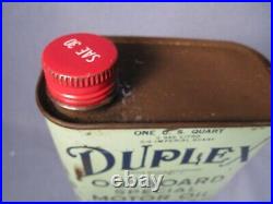 Rare Full Vintage DUPLEX Outboard Special Motor Oil Can SAE 30 with Red Cap