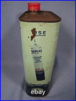 Rare Full Vintage DUPLEX Outboard Special Motor Oil Can SAE 30 with Red Cap