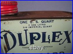 Rare Full Vintage DUPLEX Outboard Special Motor Oil Can SAE 30 with Red Cap