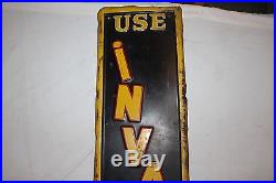 Rare Large Vintage 1940's Invader Motor Oil Gas Station 52 Embossed Metal Sign