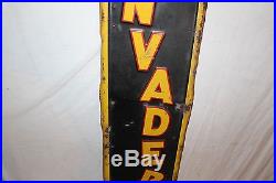 Rare Large Vintage 1940's Invader Motor Oil Gas Station 52 Embossed Metal Sign