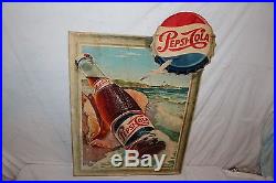 Rare Large Vintage 1950's Pepsi Cola Soda Pop Bottle Gas Oil 36 Sign