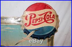 Rare Large Vintage 1950's Pepsi Cola Soda Pop Bottle Gas Oil 36 Sign