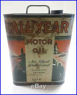 Rare Oil Can Apex All Year Motor Oil Vintage 2 Gallon Apex Oil Products
