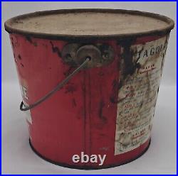 Rare Shape & Size Vintage 10 Pounds Lbs. Skelly Oil Co Tagoline Lubricant Bucket