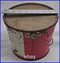 Rare Shape & Size Vintage 10 Pounds Lbs. Skelly Oil Co Tagoline Lubricant Bucket