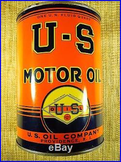 Rare! US MOTOR OIL Can, FULL, SAE 10W (MINT) Vintage (4th of 5 cans)