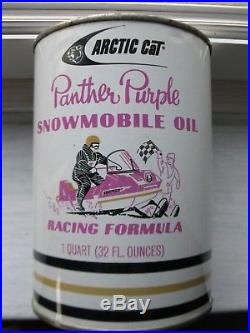 Rare VINTAGE Arctic Cat Snowmobile 1 Quart TIN Oil CAN Sign NICE