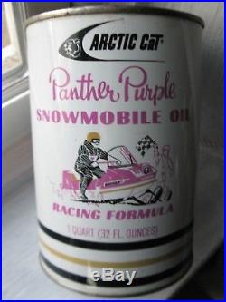 Rare VINTAGE Arctic Cat Snowmobile 1 Quart TIN Oil CAN Sign NICE