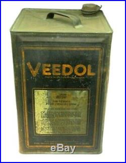 Rare Vintage 1920's Veedol 5 Gallon Tide Water Metal Motor Oil Can Gas Station