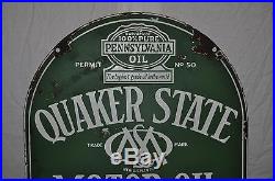 Rare Vintage 1930s Quaker State Oil 29 Double Sided Porcelain Lubster Sign