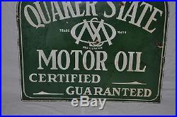 Rare Vintage 1930s Quaker State Oil 29 Double Sided Porcelain Lubster Sign