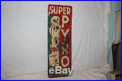 Rare Vintage 1937 Super Pyro 25c Anti-Freeze Gas Oil 40 Embossed Metal Sign