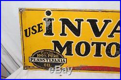 Rare Vintage 1940's Invader Motor Oil Gas Station 36 Metal Sign