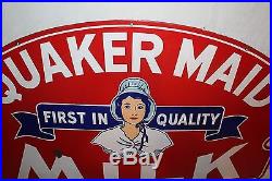 Rare Vintage 1940's Quaker Maid Milk Dairy Farm Gas Oil 41 Porcelain Metal Sign