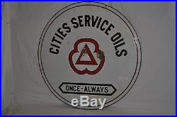 Rare Vintage 1940s Cities Service Oils 42 Double Sided Porcelain Sign RED LINE
