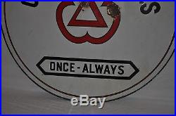 Rare Vintage 1940s Cities Service Oils 42 Double Sided Porcelain Sign RED LINE