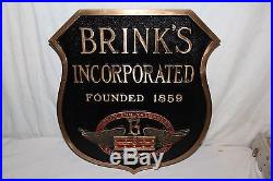 Rare Vintage 1950's Brink's Armored Bank Car Gas Oil 13 Embossed Metal Sign
