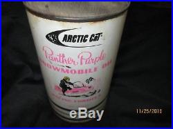 Rare Vintage 1969 Or 1970 Arctic Cat Panther Purple Race Snowmobile Tin Oil Can