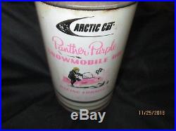 Rare Vintage 1969 Or 1970 Arctic Cat Panther Purple Race Snowmobile Tin Oil Can