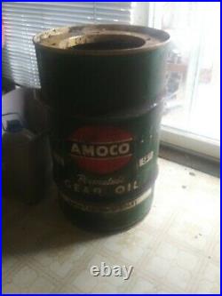 Rare Vintage AMOCO Clear Oil American Oil 30 Gal Drum Can Barrel 2 Sided Graphic