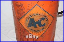 Rare Vintage Allis Chalmers Farm Tractor Motor Oil 5 Gallon Metal Pump Can Sign