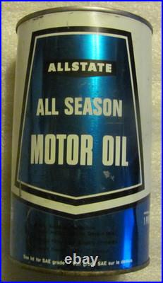 Rare Vintage Allstate All Season Motor Oil Advertising Sign Tin Can Original Nos
