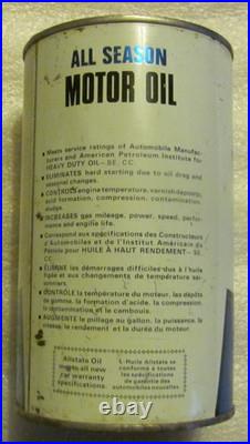 Rare Vintage Allstate All Season Motor Oil Advertising Sign Tin Can Original Nos
