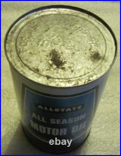 Rare Vintage Allstate All Season Motor Oil Advertising Sign Tin Can Original Nos