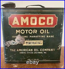 Rare Vintage Amoco Motor Oil One Gallon Can -1 Gal in Very Good Condition